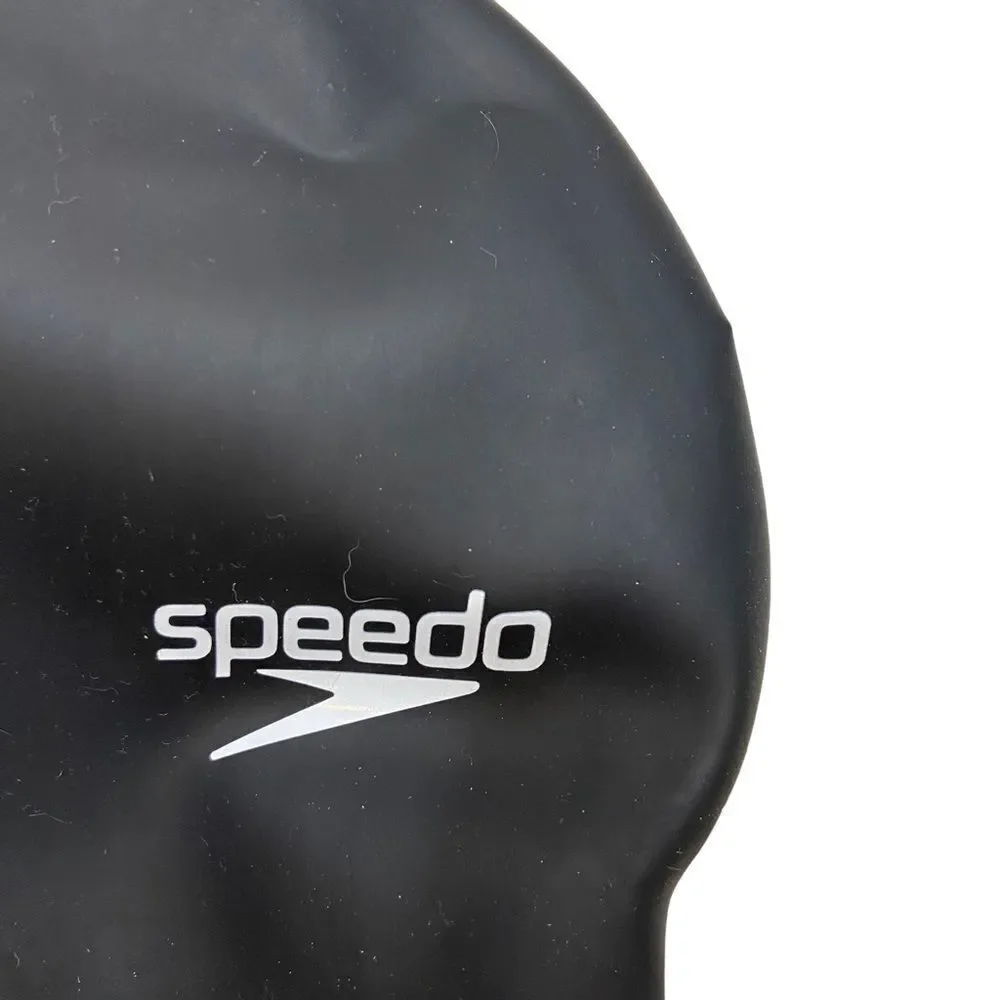 New without Tags Speedo Plain Moulded Silicon‎ Swim Cap for Juniors Black